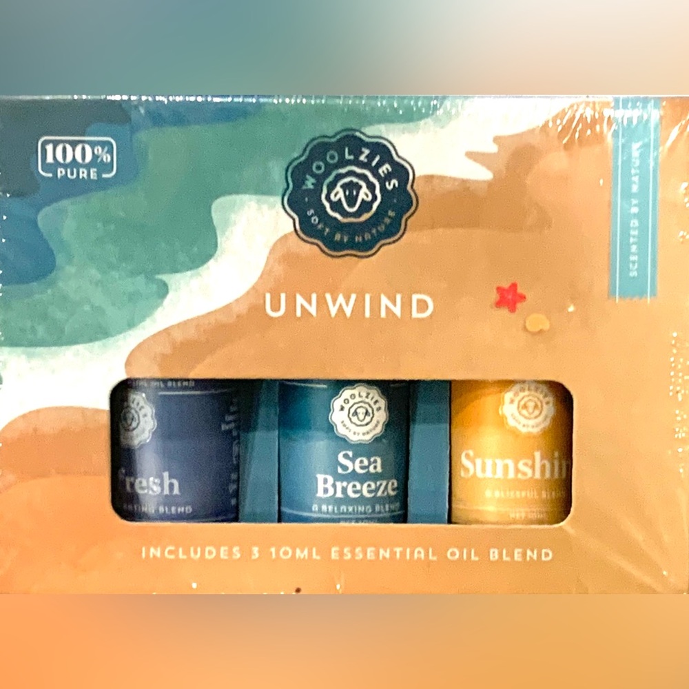 New Woolzies UNWIND 100% Pure & Natural Essential Oil Blend Sets Summer 3 Pack